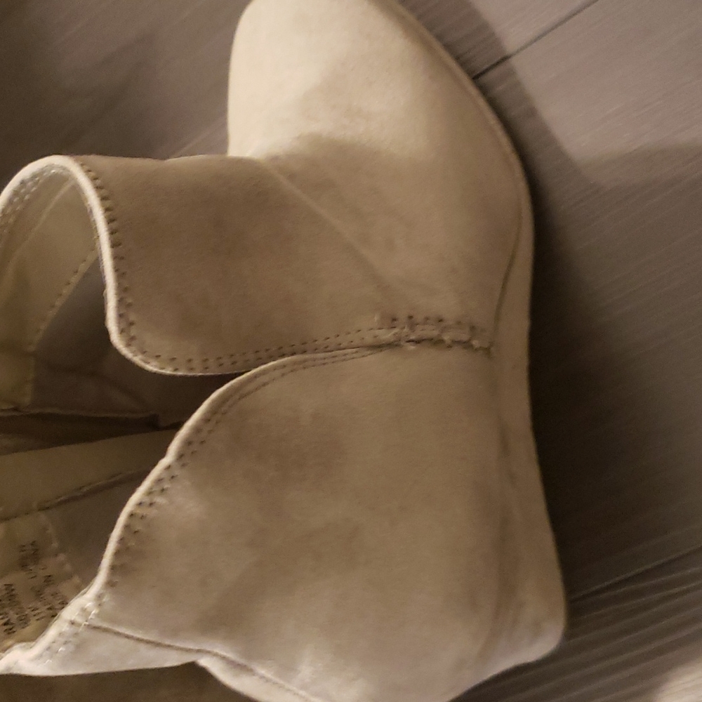 Women suede heel boots, grey color
